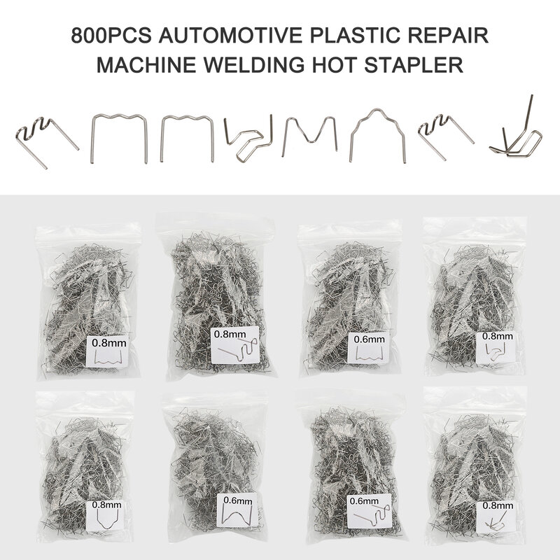 800PCS  Automotive Plastic Repair Standard Pre Cut Wave Staples Bumper Bodywork Repairs Machine Welding Hot Stapler All Cars