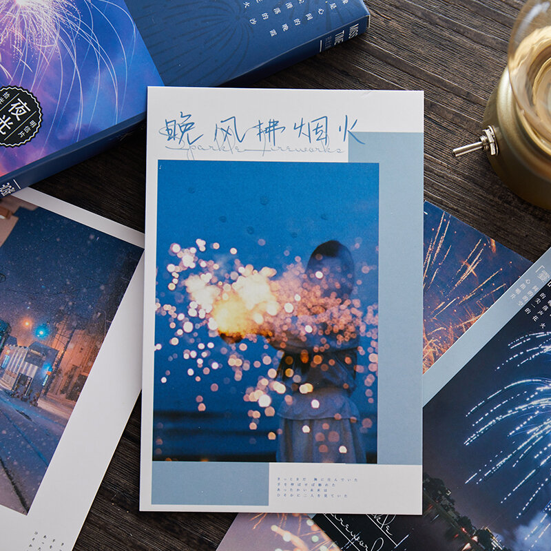30 unids/set/juego de hermosas nubes y fuegos artificiales postales luminosas estilo INS tarjetas de felicitación de bendición DIY decoración de diario