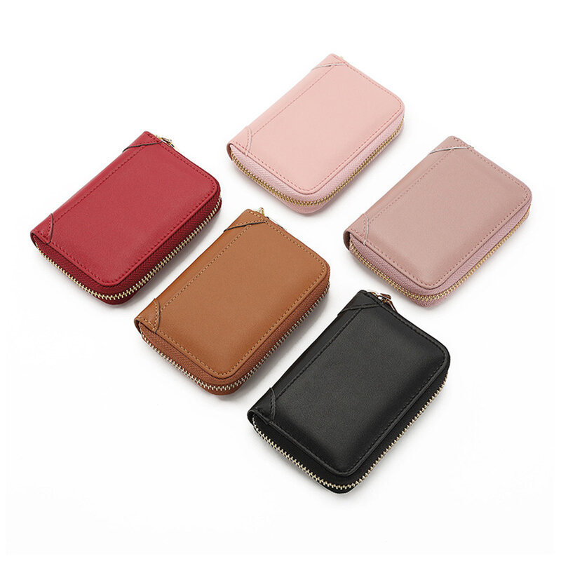 2021 New Style Business Card Holder Men PU Leather Credit Card Wallet Women Zipper Credit/ID/Bank Card Holder Case Coin Purse