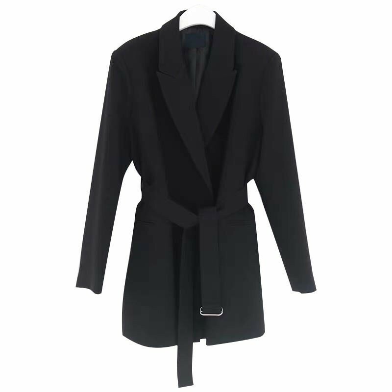 새로운 봄 가을 패션 여성 레트로 얇은 캐주얼 스타일 블레이저 느슨한 공식적인 양복 코트 블랙 자켓 사무실 코트 블랙 코트