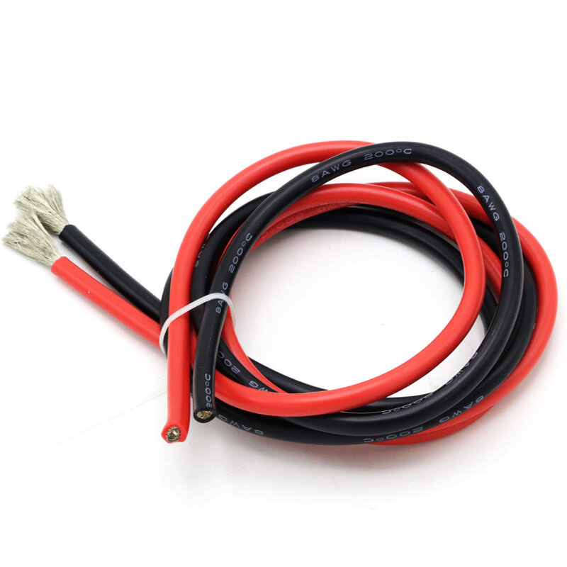 Cable de silicona suave a prueba de calor, Cable de Gel de sílice de 2 metros, 8, 10, 12, 14, 16, 18, 20, 22AWG, 1 metro, rojo + 1 metro, negro
