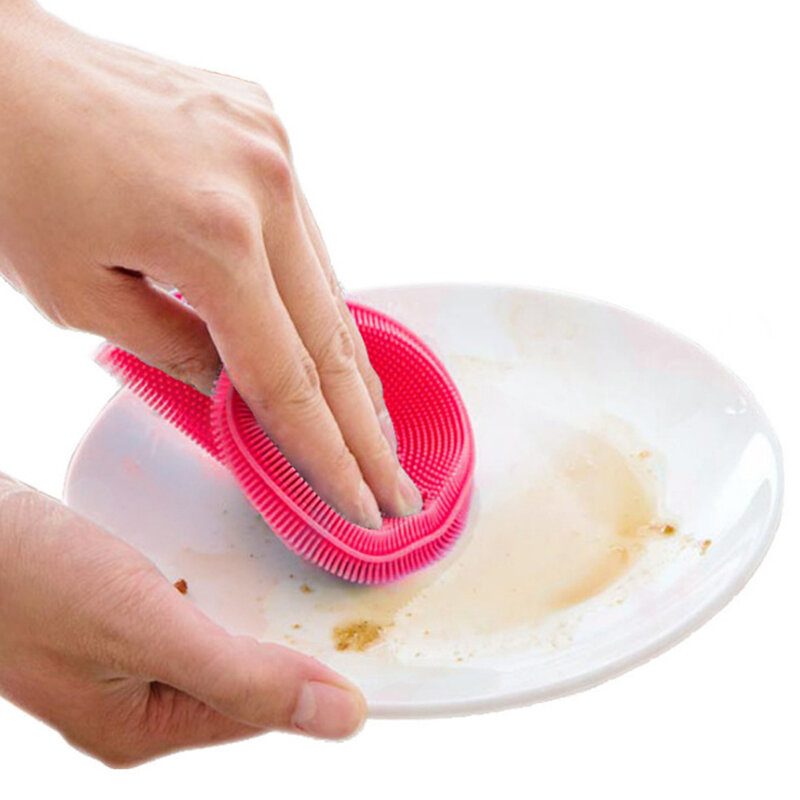 Silicone Dish Bowl Cleaning Brush Multifunction Scouring Pad Fruit Vegetable Cutlery Pan Wash Brushes Kitchen Washing Tool