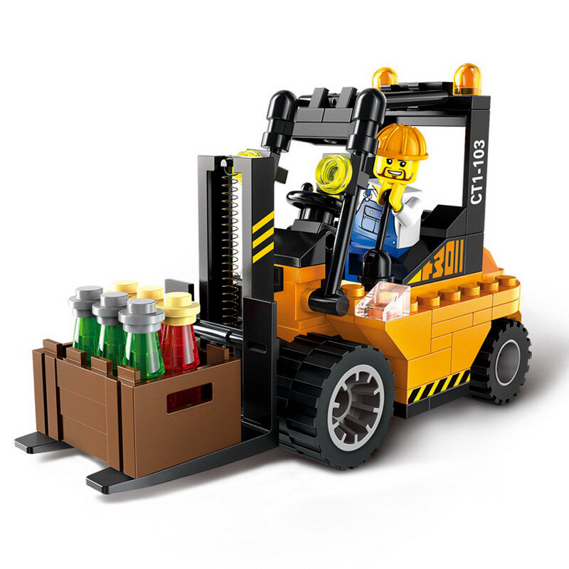 2020 nuova costruzione della città rullo compressore carrello elevatore trattore spazzatrice blocchi giocattolo per bambini mattoni compatibili della città