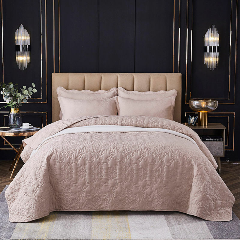 Colcha de cor sólida 3d impressão algodão poliéster acolchoado colchas colchas colcha cama cobre cobertor fronha dupla rainha rei #/