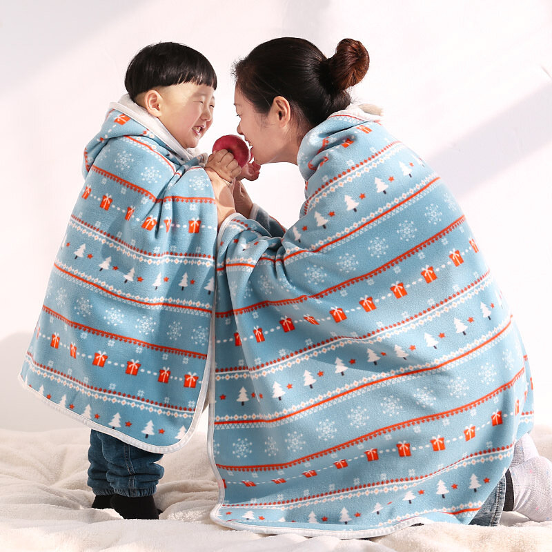 Pai criança outono e inverno engrossado xale cobertor das crianças dupla face calor preservação cobertores do bebê
