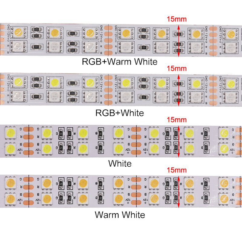 Tira de luces Led RGB 5050 RGBW RGBWW, 12V, 24V, 120LED/m, cinta Flexible de doble fila, IP67, resistente al agua