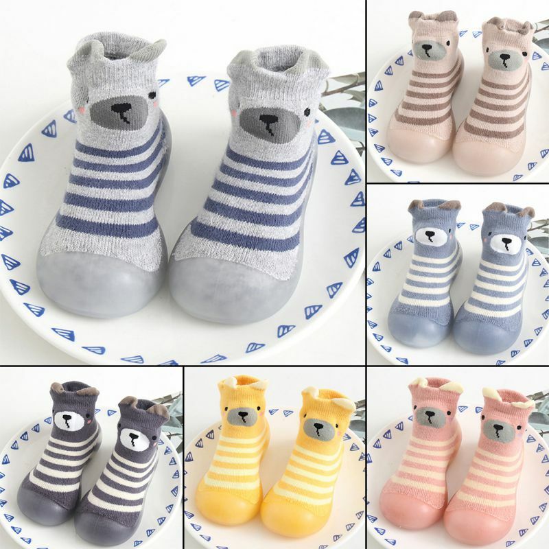 Calcetines de punto para bebé pequeño, zapatos con suelas de goma, calcetines para interiores antideslizantes, calcetines de algodón suave y transpirable
