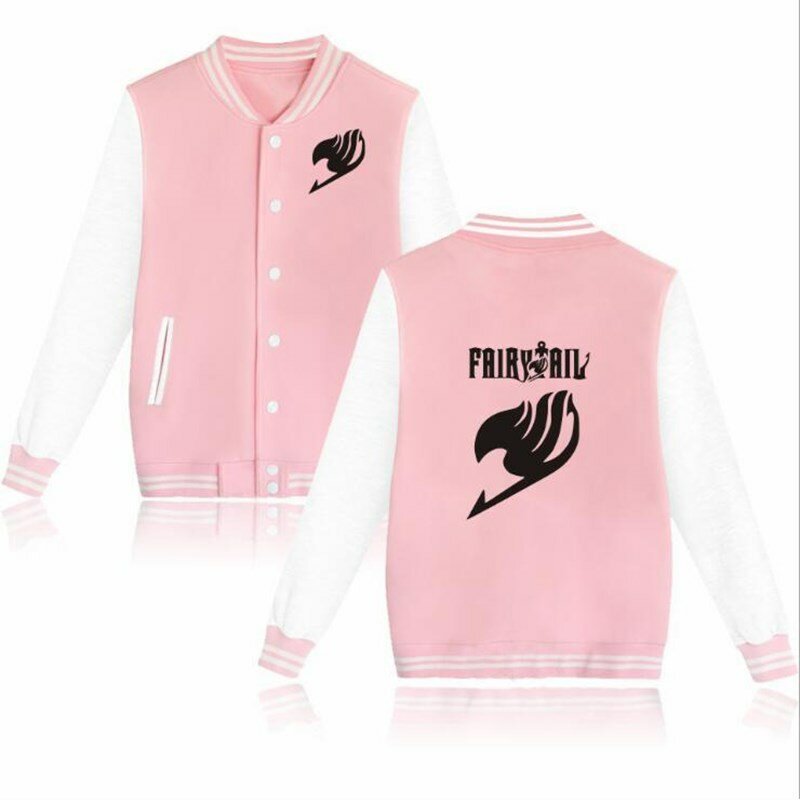 New Fashion Anime Fairy Tail Natsu Baseball Jacket Mens Jackets Slim Fit Coat Autumn Winter Hip Hop Streetwear Jacket Plus Size