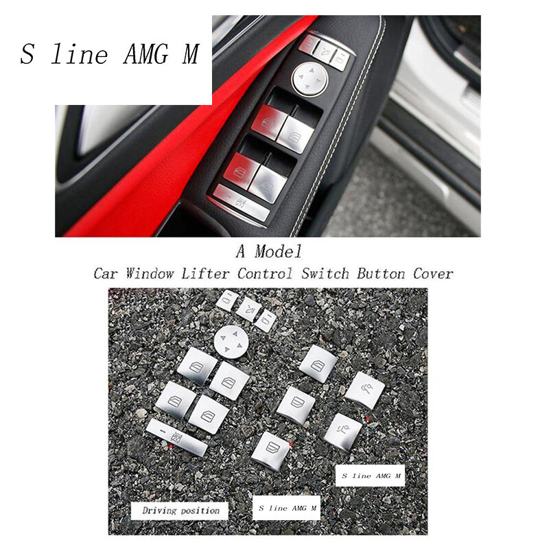 Decoración de coche para Mercedes Benz Clase C E W204 W212, elevador Ventana de automóvil, marco de Control, interruptor, embellecedor para reposabrazos, cubierta adhesiva