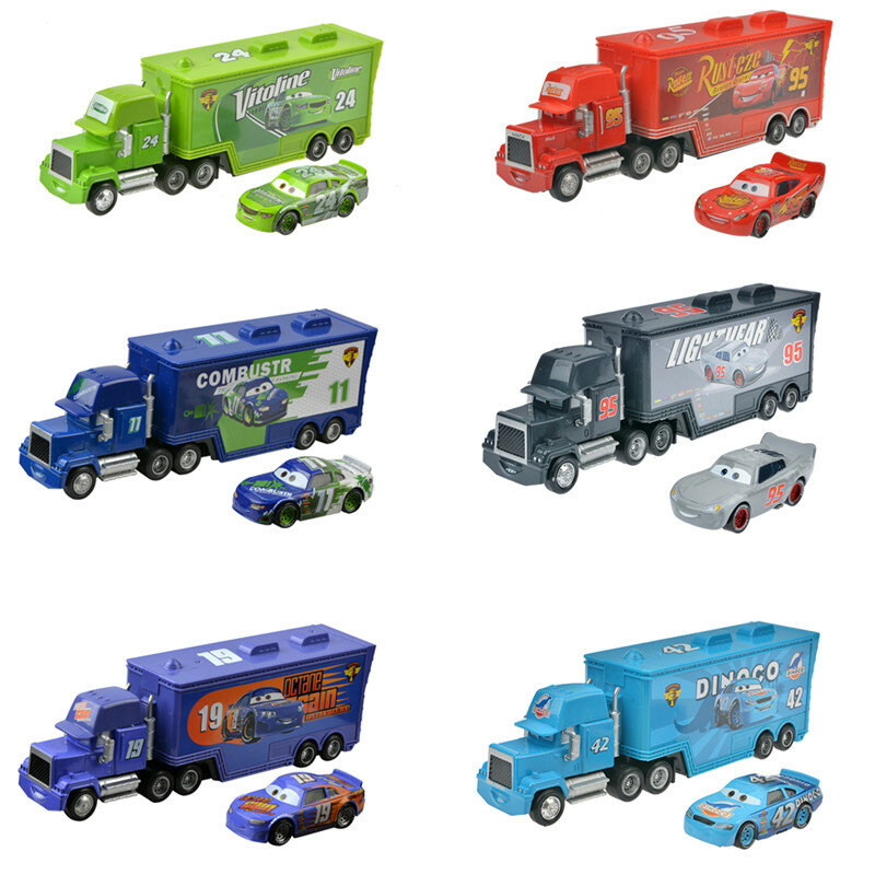 Disney-coches Pixar Cars 3 para niños, Rayo McQueen, Jackson Storm, tío Mack, modelo 1:55, juguetes fundidos a presión, regalo de Navidad