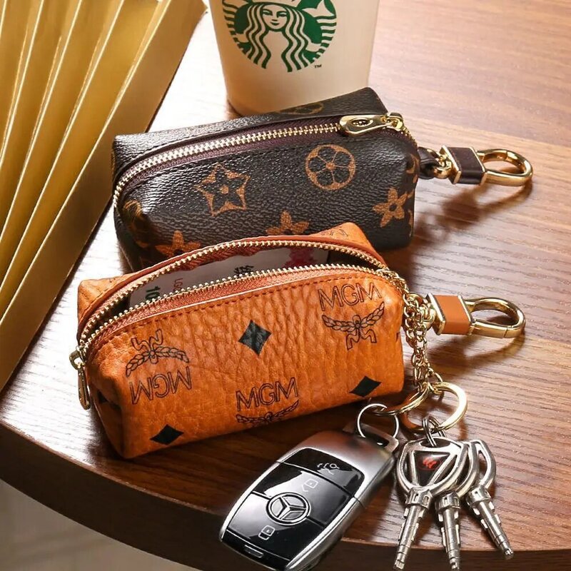 Key Case Men Women Key Holder Organizer Zipper Small Coin Pocket Unisex Leather Key Car Key Bag Wallet Housekeeper Key Case