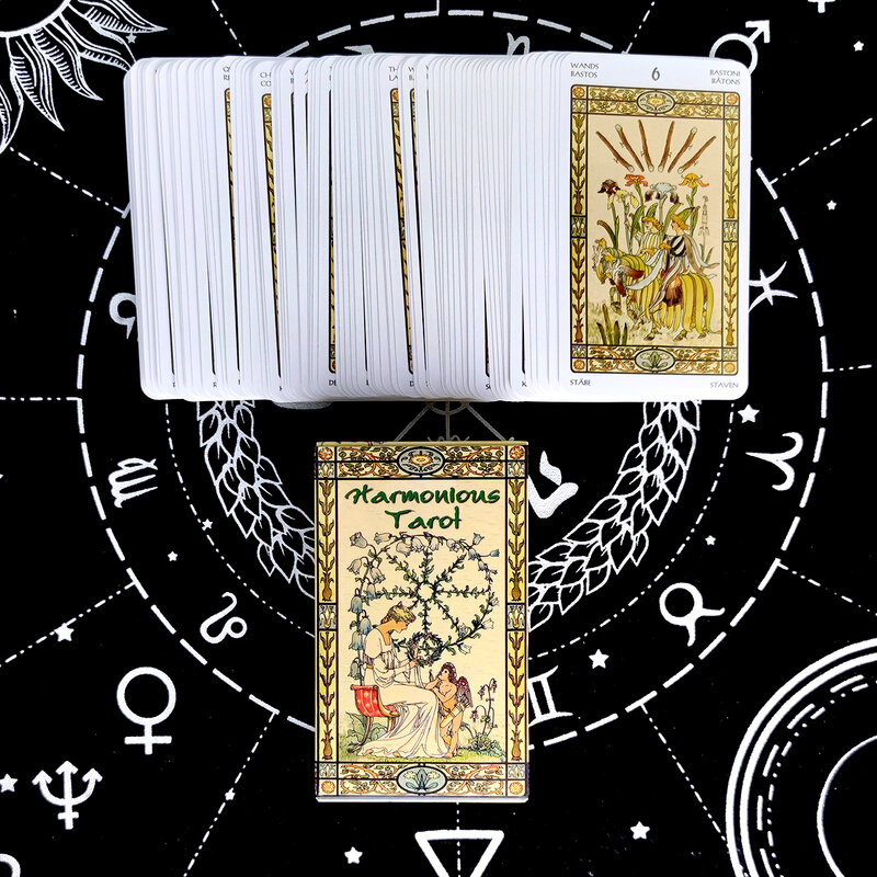 Mini Harmonious Tarot Cards Prophecy Divination Deck English Version Entertainment Board Game 78 Sheets/Box