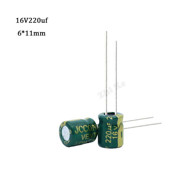 20pcs/lot 220uf16V  aluminum electrolytic capacitor size 6*11 16V 220uf 20% High frequency low impedance 105C