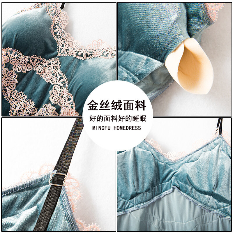 Jin si rong-7ピースの女性用パジャマ,ナイトウェア,ナイトスカート,長袖パンツ,セクシー,胸パッド付き,家庭用