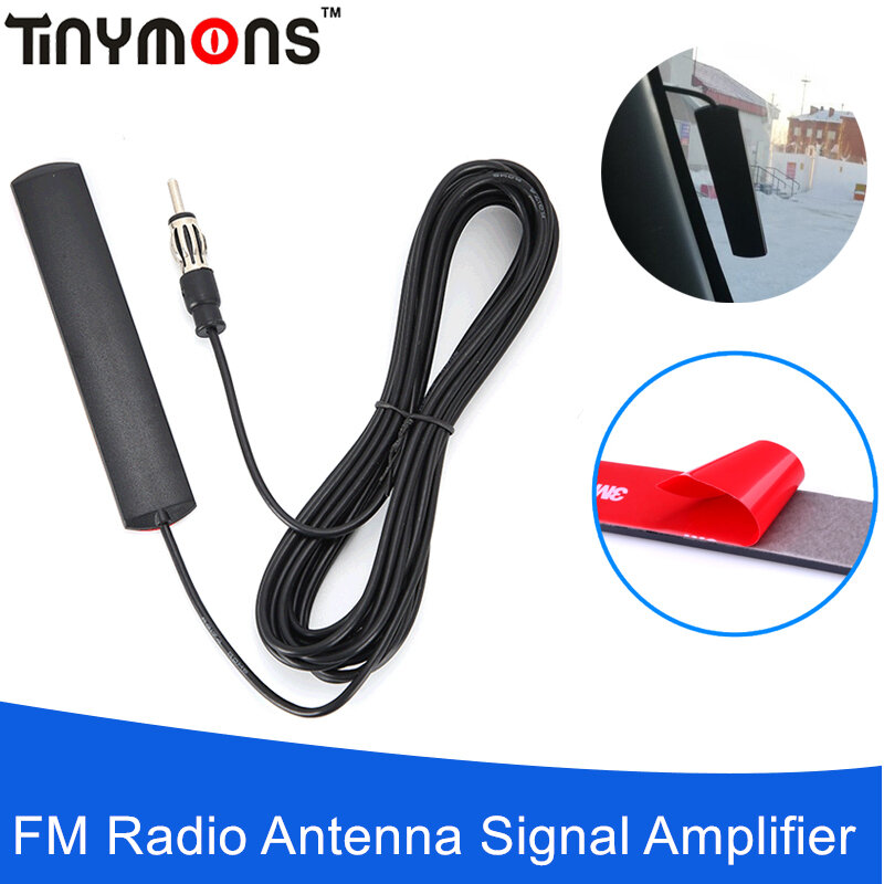 Antena amplificadora de sinal de rádio fm, cabo longo de 12v e 5m, amplificador universal para veículos, melhora a antena aérea
