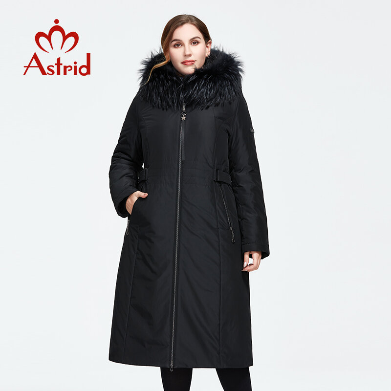 Astrid 2022 Mới Mùa Đông Nữ Áo Nữ Dài Ấm Áp Khoác Áo Khoác Dày Với Gấu Trúc Lông Hood Plus Size Nữ quần Áo Ở-3570