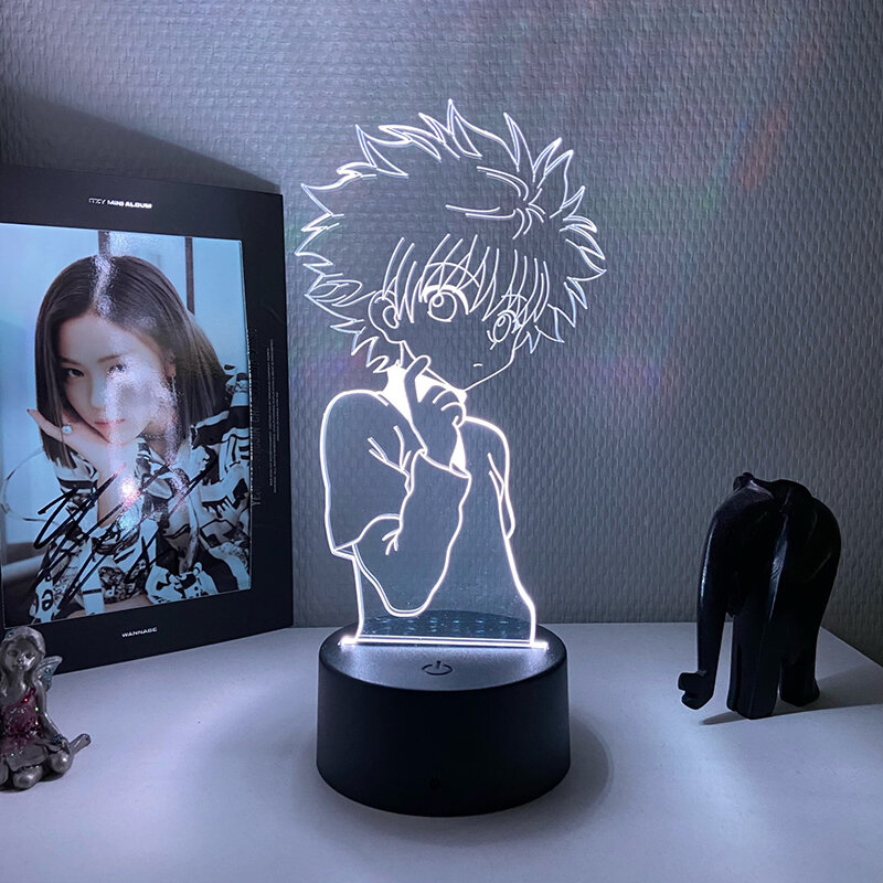 Killia rysunek 3d lampka nocna lampka nocna oświetlenie biurka Anime Hunter X Hunter dla dzieci dziecko dekoracja sypialni lampka nocna Manga prezent
