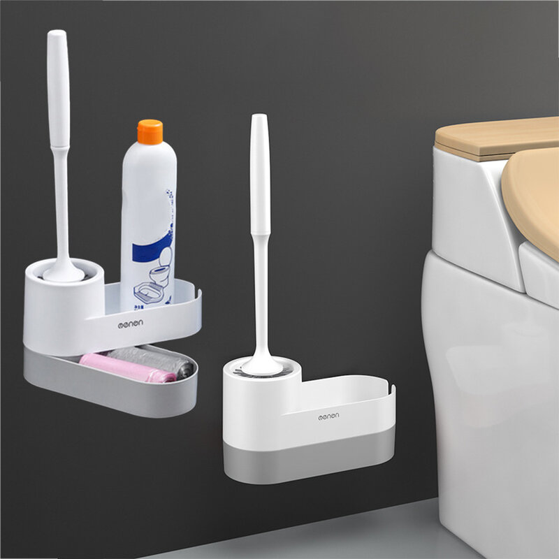TPR Toilet Dinding Gantung dengan Basis Lembut Sikat Toilet Cleaning Kit Penyimpanan Kreatif Silikon Kamar Mandi WcTools Sikat Toilet