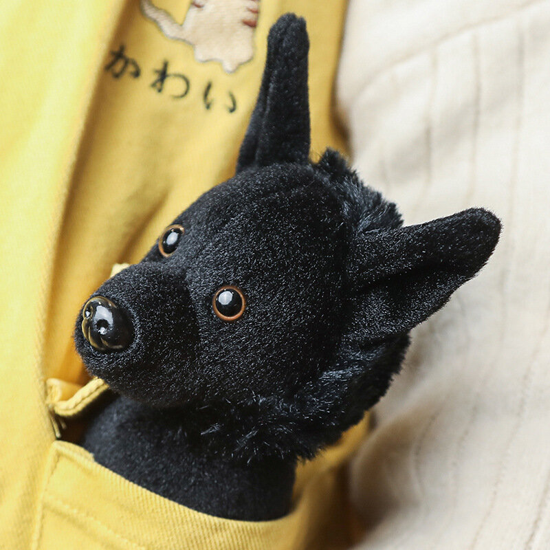 Muñeco de peluche de perro negro para niños, juguete de simulación de animal, bonito, regalo para niños, fotografía, decoración de fotos
