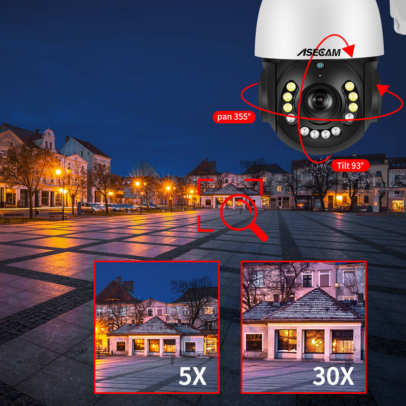 8MP 4K PTZ IP camera exterieur sans fil POE avec ia uivi automatique et Zoom x30 Audio couleur Vision nocturne camera video surveillance