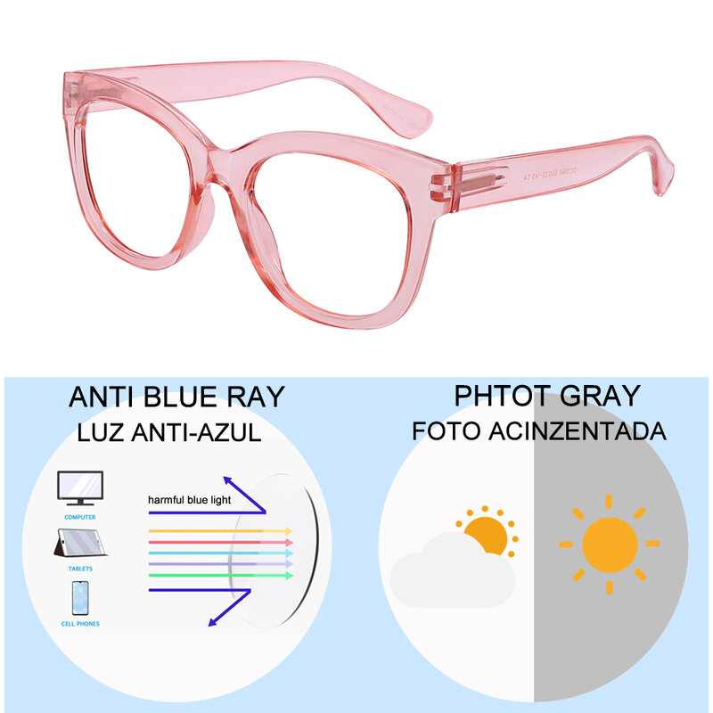 Gafas fotocromáticas de gran tamaño para mujer, lentes de ojo de gato con bloqueo azul, para conducir, camaleón