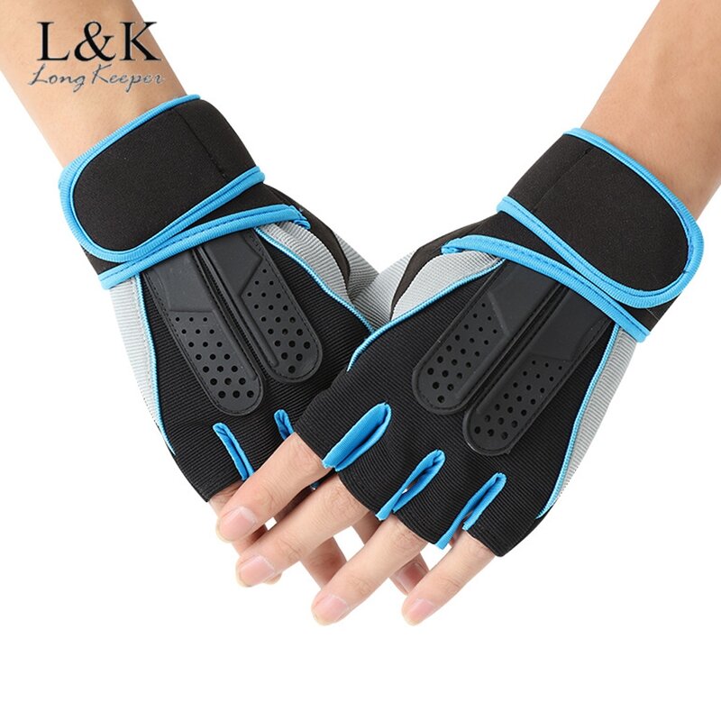 Guantes de medio dedo LongKeeper para hombre y mujer, guantes de medio dedo para Fitness, guantes antideslizantes transpirables, mitones deportivos para ciclismo