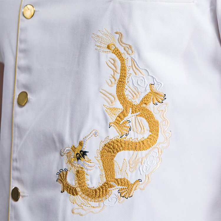 シェフのユニセックス半袖シャツ,通気性のあるシェフの服,シンプルなボタンのある白,卸売