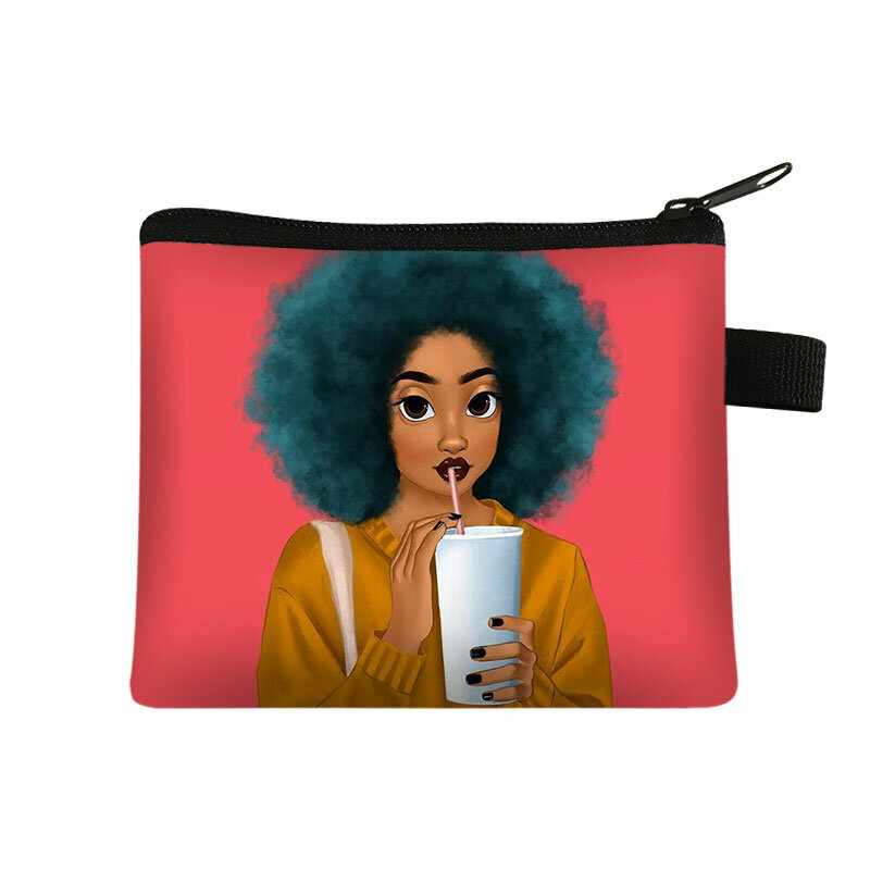 Porte-monnaie de mode pour filles noires, Afro femme, sac à monnaie, sac à carte de crédit, portefeuille, Mini porte-monnaie, cadeau