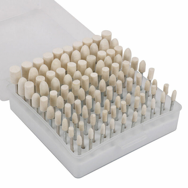 100 pçs/set Durável Ferramenta Rotativa Broca Acessórios de Lã Artificial Limpo Prático Polimento Roda Pad Fácil de Aplicar Com Haste