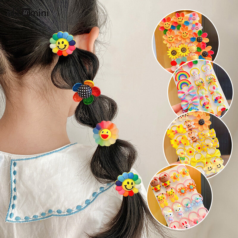 Kwiat zwierzęta księżniczka Cartoon nakrycia głowy dla dzieci elastyczne gumki do włosów liny dla dzieci akcesoria dziewczęce dekoracyjne nakrycie głowy dla dziecka 20 sztuk/zestaw