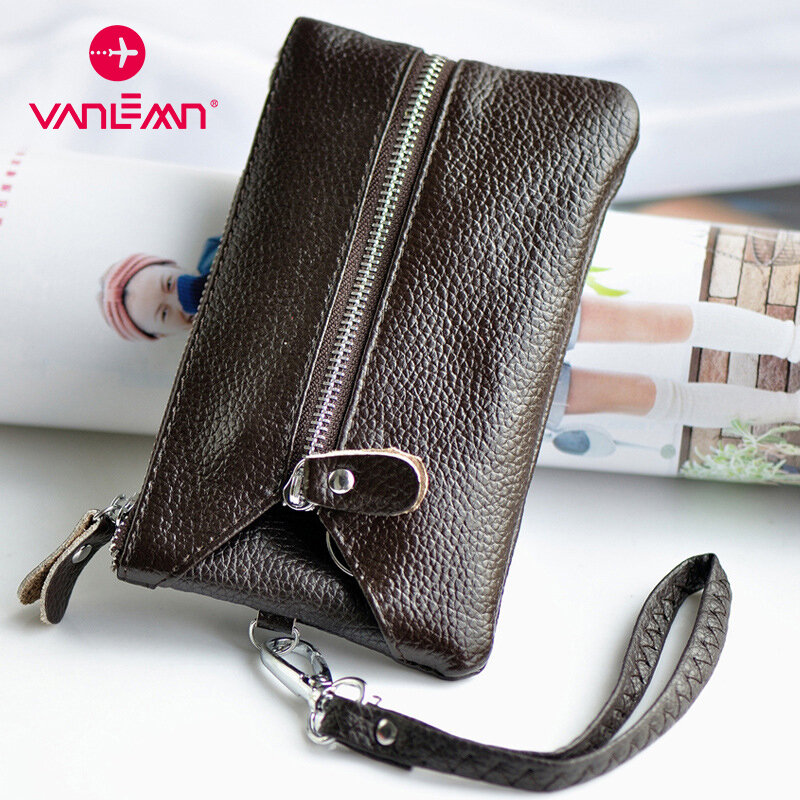 Mini kluczyk torba portfel kobiet prawdziwej skóry krótki klucz portfele damskie etui na karty przenośne sprzęgło koreański styl Vintage dziewczyna portfel
