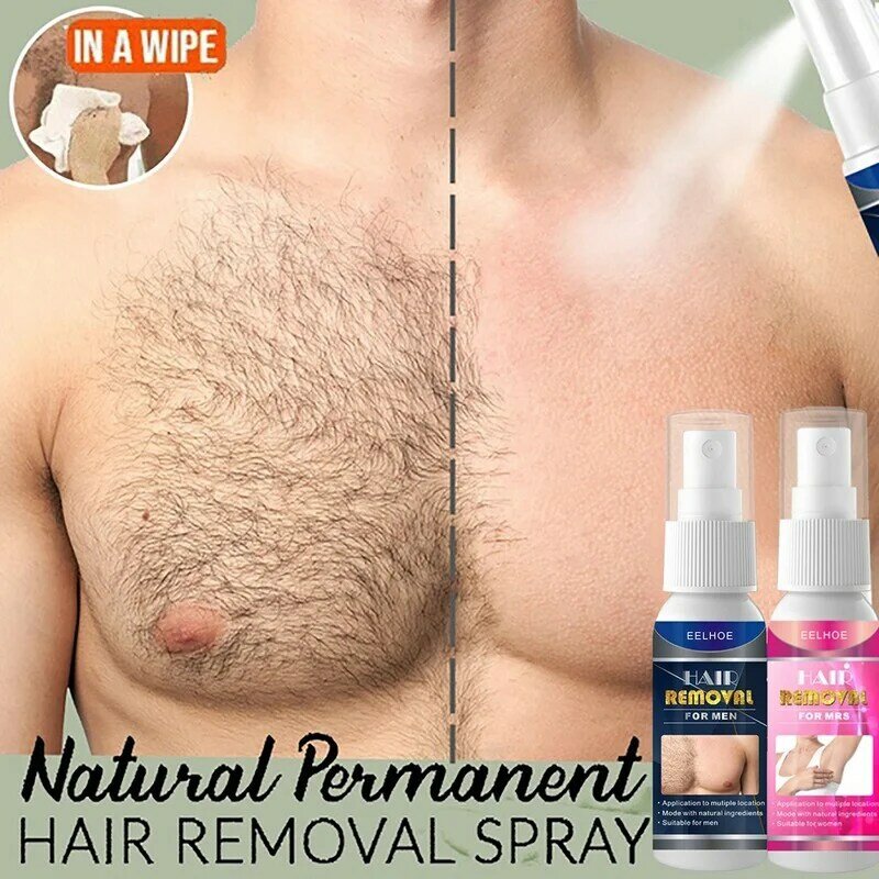 Natural Hair Removal Cream and Growth Inhibitor Facial Removal Cream Spray Beard Bikini Intimate Face Legs Body Armpit Painless