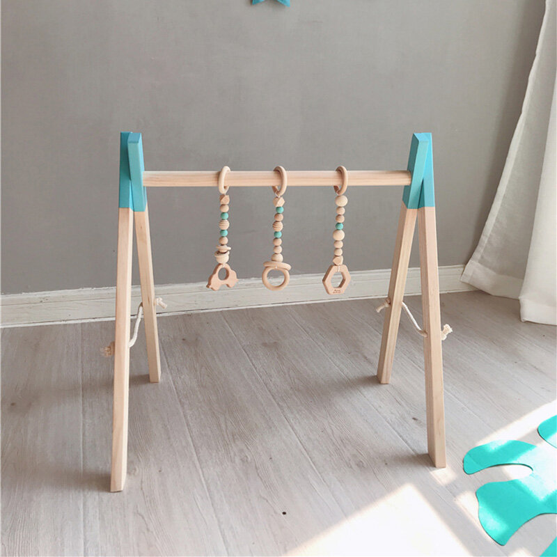 Baby Wood Play Gym Foldable Frame Activity Gym Girl Boy Exercise Fitness Toys Kids Children Bedroom Decorations Newborn Gifts