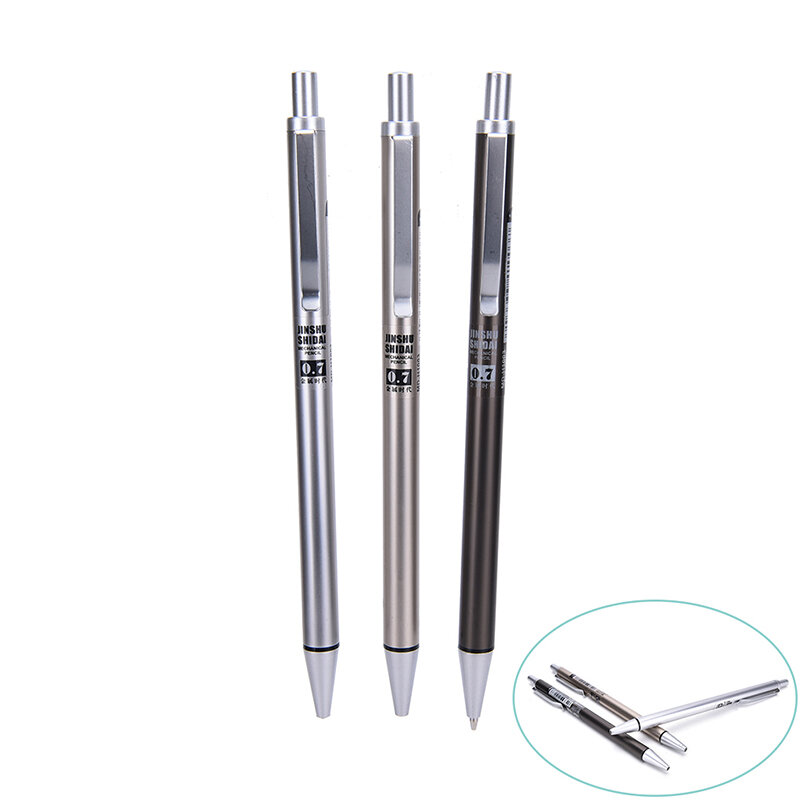 Lápiz mecánico de Metal completo, 0,5mm/0,7mm, lápices automáticos de alta calidad para escribir, lápices escolares, suministros de oficina