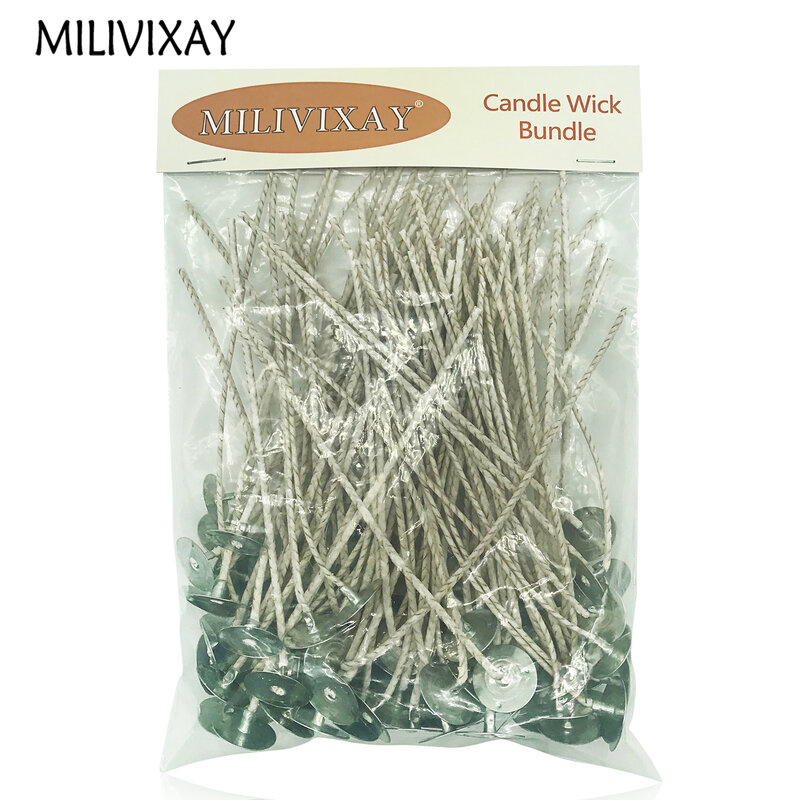 Milivixay 100ピース/ロットキャンドル芯キャンドル作りのためのコーティングされた天然大豆ワックス低煙diyキャンドル作るキャンドル芯ブジー