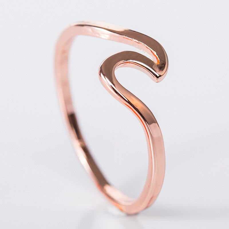 Gorący sprzedawanie prosty pierścień fala proste ze stopu modna biżuteria posrebrzana czeski prezent urodzinowy hurtowych pierścieni