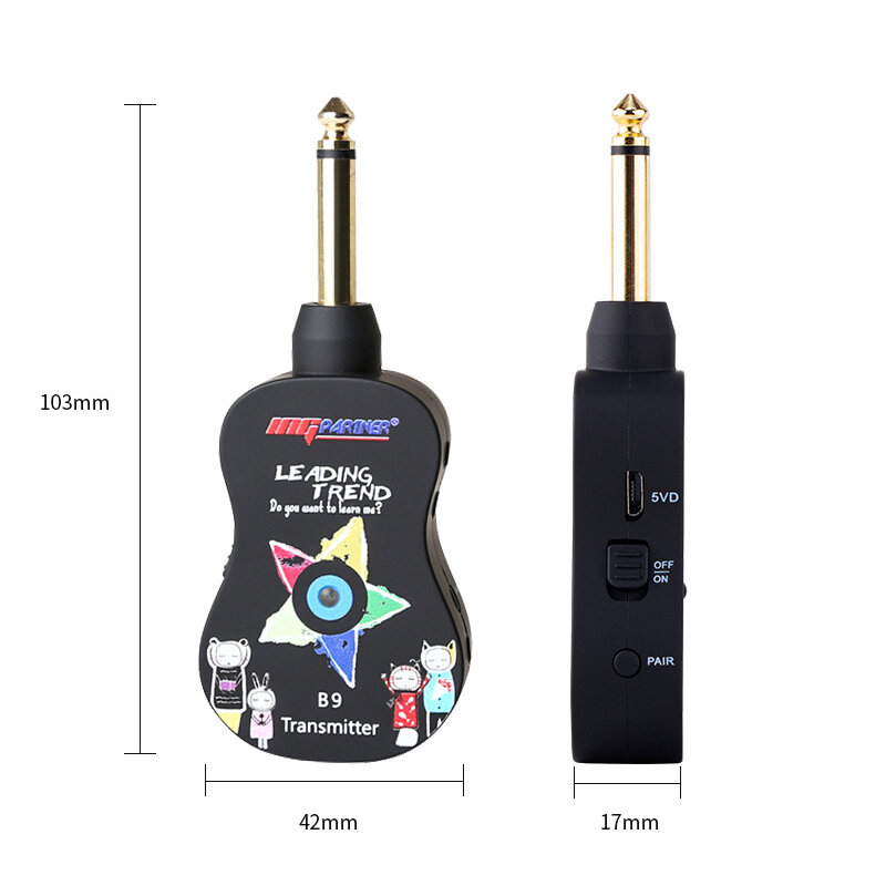 B9 Guitar Wireless Transmission System Electric Guitar Wireless Pickup Wireless Transceiver with Reverb High and Bass Adjustment