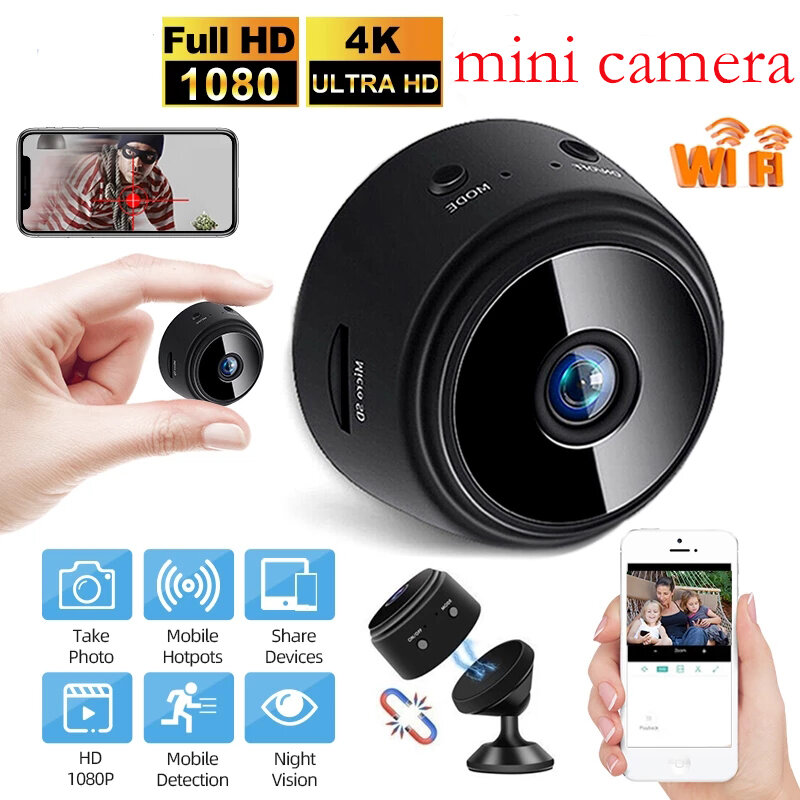 A9 câmera de vigilância por vídeo wifi hid den câmera 1080p hd segurança controle remoto visão noturna detecção móvel ip mini câmera