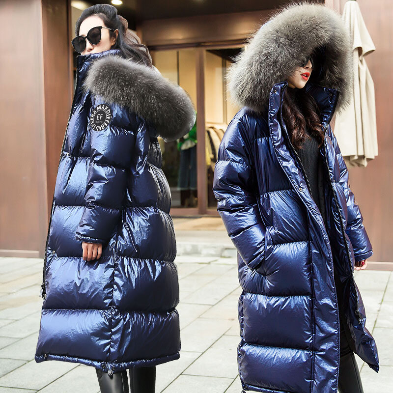 女性のアライグマの毛皮の冬のジャケット,長くて厚いパーカー,暖かい,2022