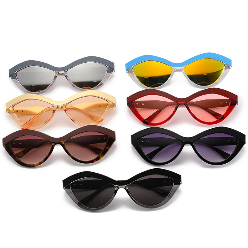 Gafas de sol ovaladas de ojo de gato para hombre y mujer, lentes de sol de diseño Retro, coloridas, con espejo, UV400