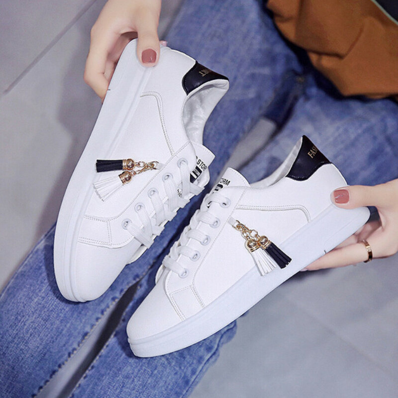 2021 New Spring Autumn Tenis Feminino Fashion White Shoes Woman PU Leather Solid Color Female Shoes Casual Women Shoes Footwears