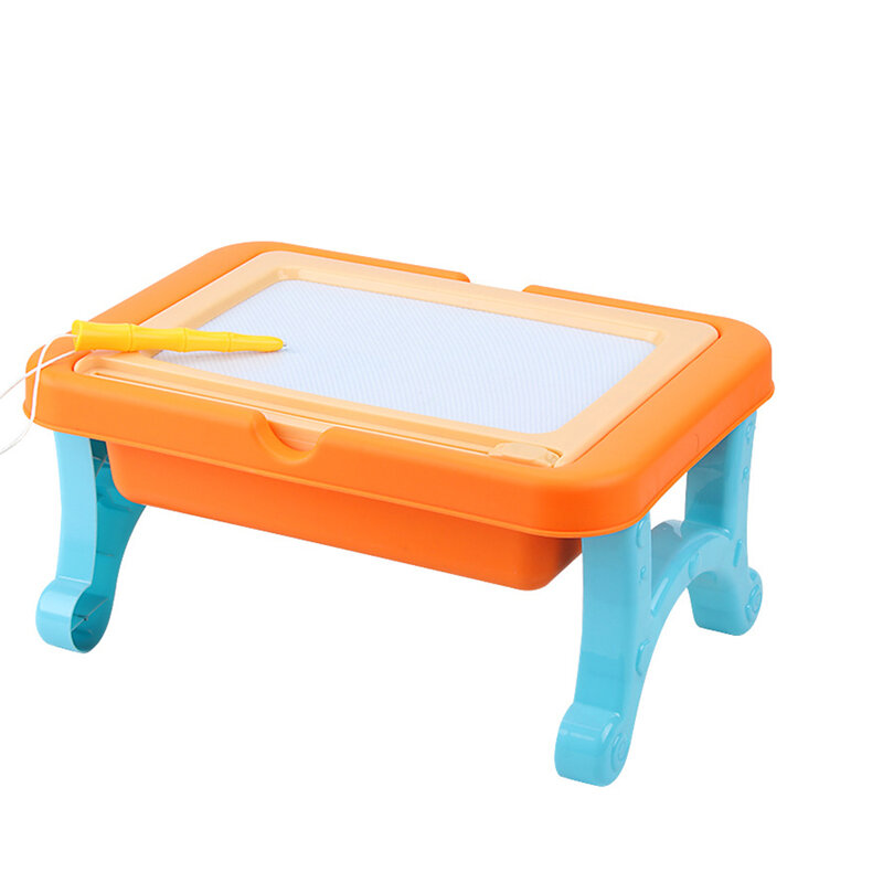 Two-In-One Magnetic Building Table + Color Drawing Board Writing Board Children'S Storage Table Drawing Board Building Table