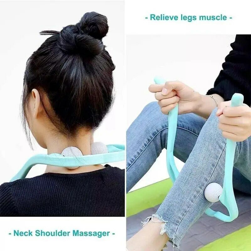 Massager Therapy Neck and Shoulder Dual Trigger Point Roller Self-Massage Tool Relieve Hand Pressure Deep Massage