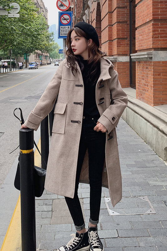 Moda Sen dipartimento femminile cappotto di lana personalità per il tempo libero riduzione dell'età alla moda sciolto alla moda
