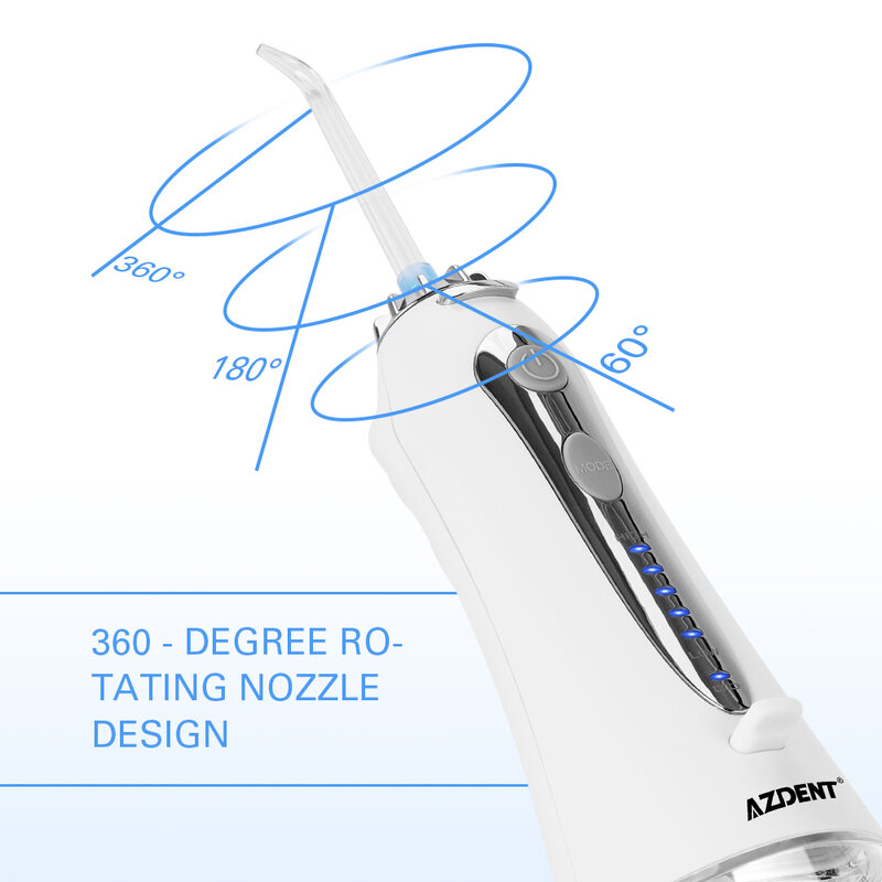 Azdent عن طريق الفم الري المحمولة المياه الأسنان دودة الحرير USB قابلة للشحن المياه الخيط الأسنان الأنظف 5 طرق IPX7 مقاوم للماء