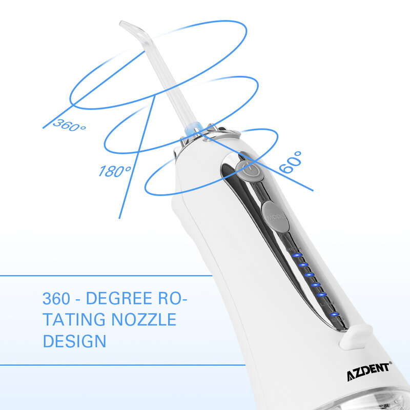 Azdent Oral Irrigator Pembersih Gigi Flosser Air Portabel USB Isi Ulang Benang Air Pembersih Gigi 5 Mode IPX7 Tahan Air