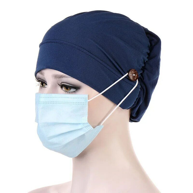 Casual Frauen Turban Kopf Wrap Hut Mit Taste Headwear Kopftuch Motorhaube Innere Hijabs Cap Moslemisches Hijab Chemo Hüte Turbantes Caps