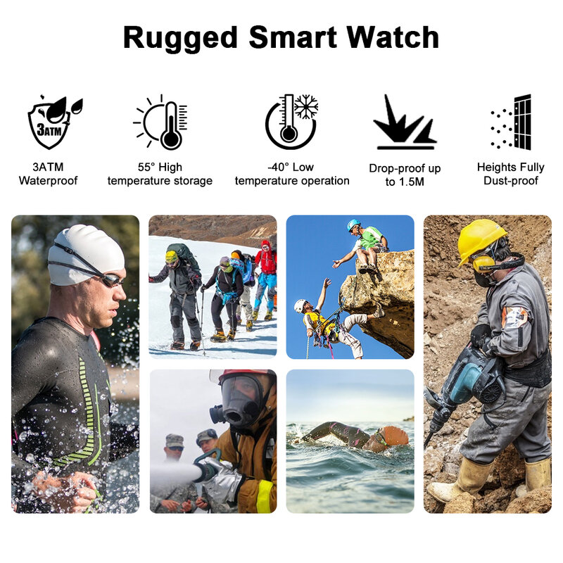 Smartwatch 2021 kospet rock robusto relógio para homens esportes ao ar livre à prova dwaterproof água rastreador de fitness monitor pressão arterial relógio inteligente
