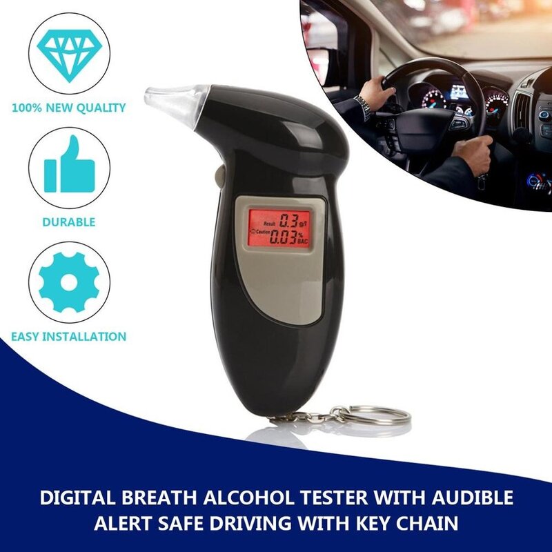 Handheld Backlight Digital Alcohol Tester With 30/20 Pcs Mouthpieces Digital Alcohol Tester Breathalyzer Analyzer Detector