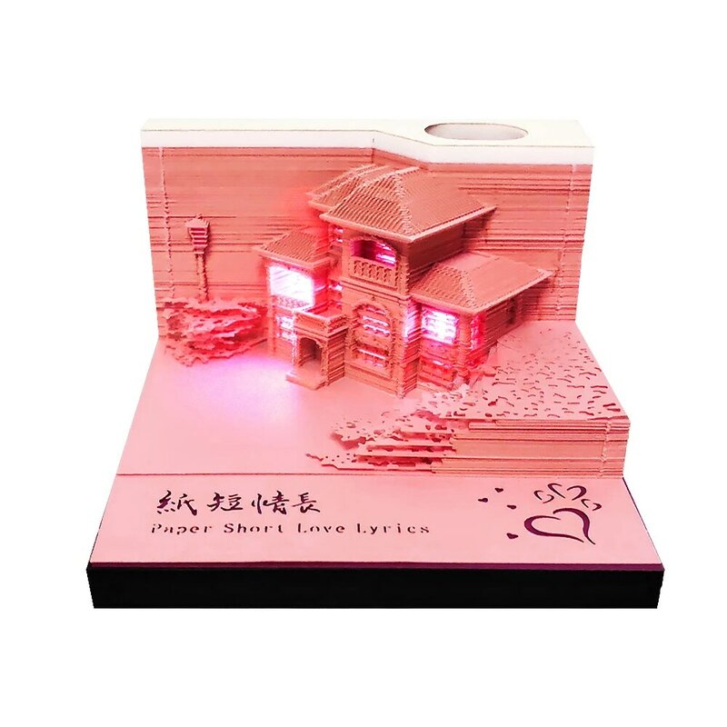 Omoshiroi Blok Notepad Kubus Diy Merah Muda Rumah Memo Pad Catatan Tempel Kawaii Aksesori Hari Kasih Sayang Hadiah Pengiring Pengantin Pernikahan